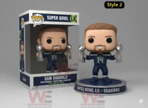 Sam Darnold Seattle Seahawks championship figure holding Super Bowl trophy! v