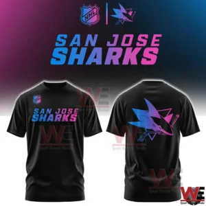 San Jose Sharks black t shirt with neon cyberpunk shark logo!