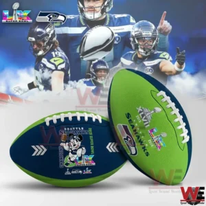 Seattle Seahawks Super Bowl champions footballs with team graphics and player backdrop!