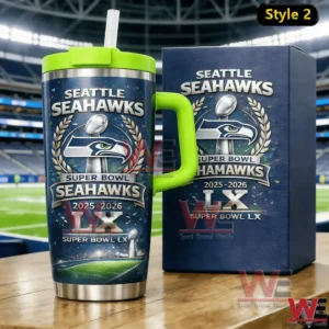 Seattle Seahawks Super Bowl champions handled tumbler in stadium setting!