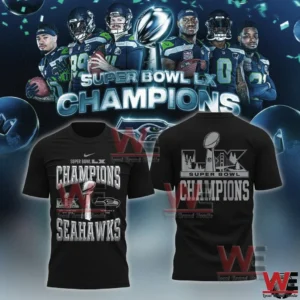 Black Seattle Seahawks Super Bowl champions shirt front and back view!