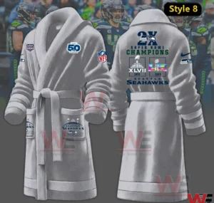 seattle seahawks 2x super bowl champions fleece bathrobe img 7 VrQ3G