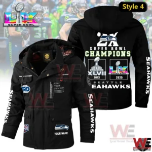 Black Seattle Seahawks Super Bowl Champions windbreaker jacket with large back championship design!
