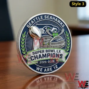 Seattle Seahawks Super Bowl champions coin with team logo trophy and stadium!