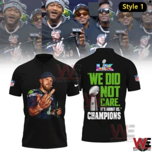 Black Seattle Seahawks championship shirt with player graphic and bold victory text on back!