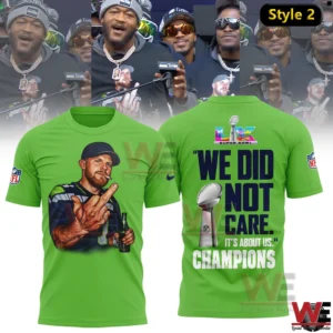 Green Seattle Seahawks championship shirt with player illustration and bold text on back!