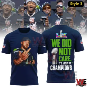 Navy Seattle Seahawks championship shirt with player graphic and large victory text!