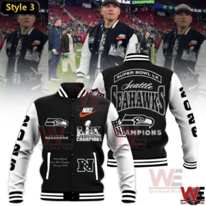 Seattle Seahawks Super Bowl LX Champions varsity jacket with script style back design!