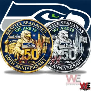 Seattle Seahawks anniversary collectible coin gold and silver design!