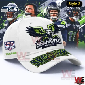 White Seattle Seahawks Nation cap with eagle logo!