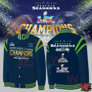 Seattle Seahawks Super Bowl champions baseball jacket front and back view!