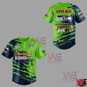 Back view of Seattle Seahawks Super Bowl champions baseball jersey!