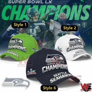 Green Seahawks champions cap with team logo!