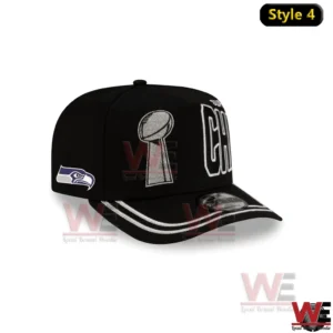 Cream and black Seahawks champions cap with embroidered details!