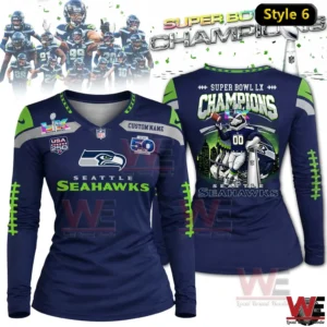 seattle seahawks super bowl lx champions mascot helmet design 2026 champs womens long sleeve shirts v neck img 5 GkmDL