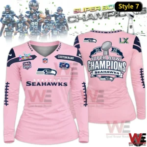 seattle seahawks super bowl lx champions patch design 2026 champs womens long sleeve shirts v neck img 6 loeCB