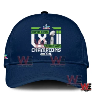 Seattle Seahawks Super Bowl LX champions navy cap front view!