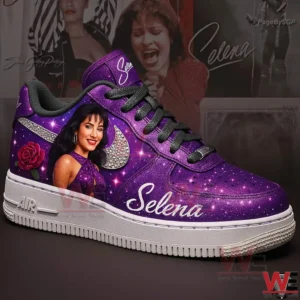 Purple custom Air Force One sneaker featuring Selena portrait and name!