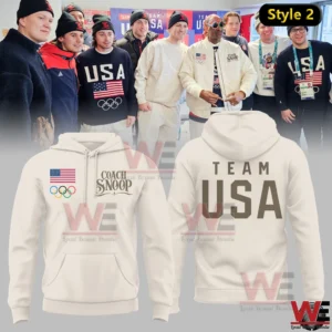 Cream Team USA hoodie with American flag Olympic rings and Team USA text on back