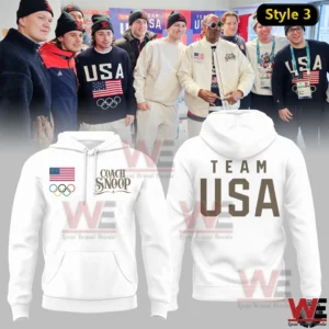 White Team USA hoodie with flag Olympic rings and large Team USA back print