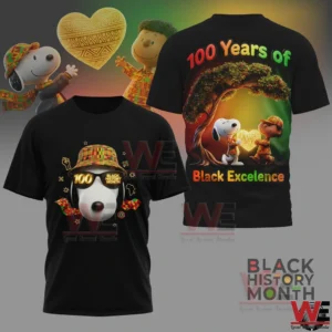 Black Snoopy shirt celebrating Black Excellence with front and back artwork!