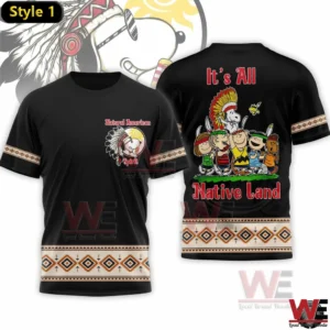 Black shirt with Snoopy Native American themed front and back design!