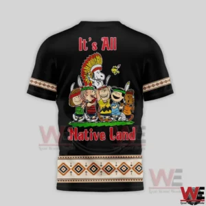 Black shirt back with Snoopy Native American group illustration!