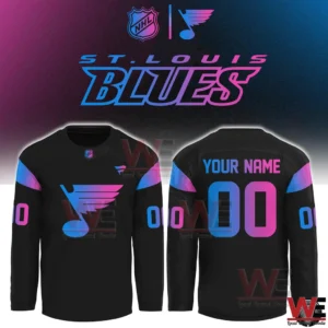 Cyberpunk St Louis Blues long sleeve jersey with custom name area!