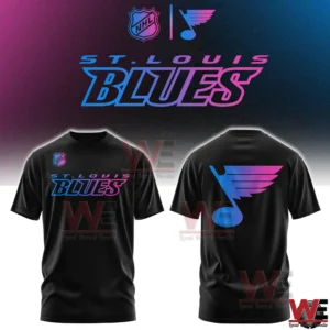 Black St Louis Blues t shirt with cyberpunk logo on back!