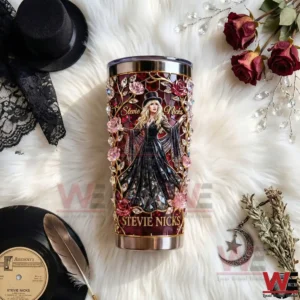 Stevie Nicks themed tumbler decorated with a detailed illustration and elegant gothic style!