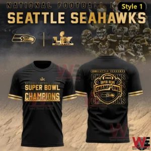Black Seattle Seahawks Super Bowl LX champions shirt!