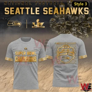 Gray Seattle Seahawks Super Bowl LX champions shirt!