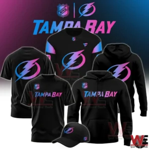 Black Tampa Bay apparel set with neon lightning logo and modern sporty design!