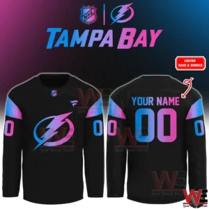 Black Tampa Bay long sleeve jersey with neon lightning logo and custom name area!