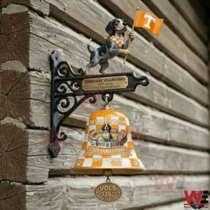 Tennessee Volunteers anniversary wall bell with dog mascot holding orange flag!
