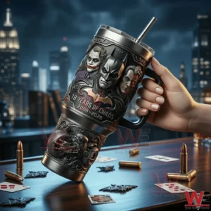 Dark Knight themed tumbler featuring Batman Joker and Two Face artwork!