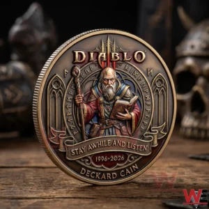 Diablo tribute coin with Deckard Cain character design!