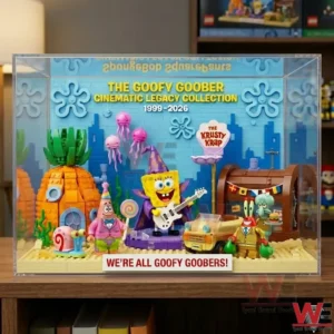 Undersea cartoon character building brick display inside a clear case!