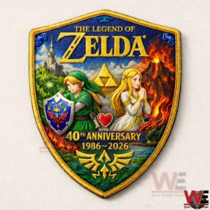 Embroidered fantasy adventure anniversary patch with detailed characters and scenery!