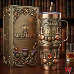 Ornate metal whisky inspired tumbler with handle and luxury box!