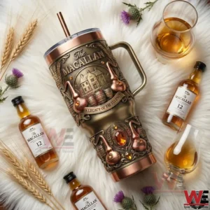 Luxury whisky inspired tumbler displayed with barley and whisky glass!