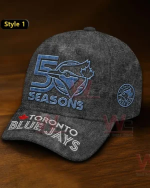 Gray Toronto Blue Jays cap with fifty seasons anniversary logo!