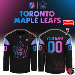 Toronto Maple Leafs NHL Cyberpunk Warm Up Hockey Limited Edition 2026 Jersey, Hoodie 9 Toronto Maple Leafs black neon style hockey jersey front and back!