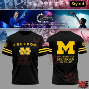 Black Michigan freedom themed shirt with university branding!