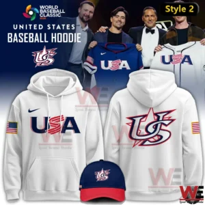 White USA Baseball hoodie with front USA logo and large US emblem on the back!
