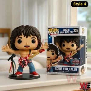 Van Halen Rock Band Eddie Pop Figure Collection 7 Rock guitarist figure with open arms on stage beside display box!