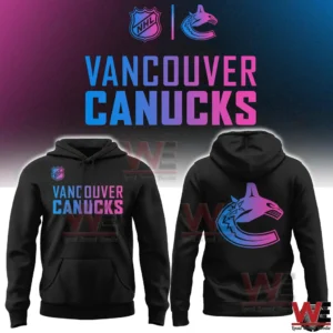 Vancouver Canucks black hoodie with neon logo on back and team name on front!