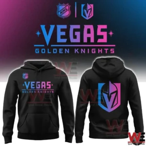 Black Vegas Golden Knights hoodie with colorful logo on front and back!