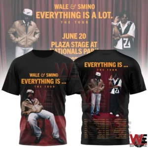 Black Wale and Smino Everything Is The Tour shirt with artist images and tour dates on back!