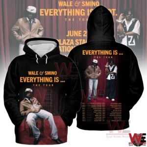 Black Wale and Smino Everything Is The Tour hoodie with artist images and tour schedule on back!